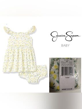 🆕JESSICA SIMPSON BABY - 18M - NWT - 2PC LEMON DRESS AND BLOOMER